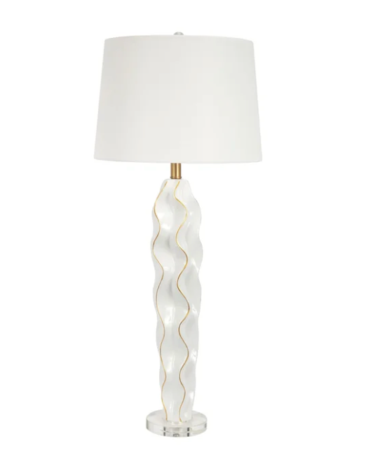 White Hannah Ceramic Wave Lamp