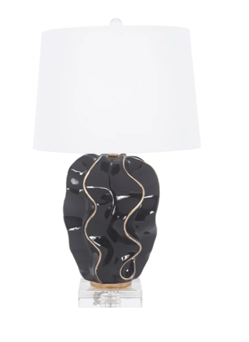 Hannah Black Ceramic Wave Lamp
