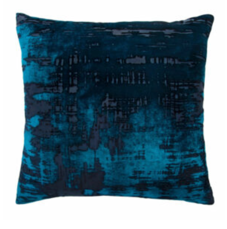 Brushstroke Velvet Pillow - Cobalt Black 20x20