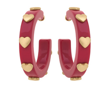 Load image into Gallery viewer, Libby Heart Earrings- Fuchsia
