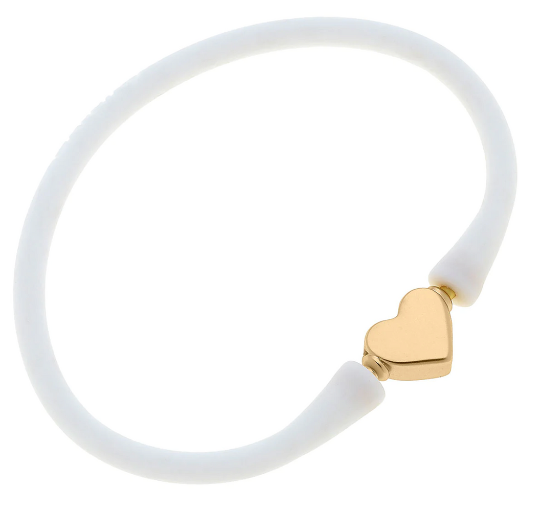 Heart Bead Silicone Bracelet - White