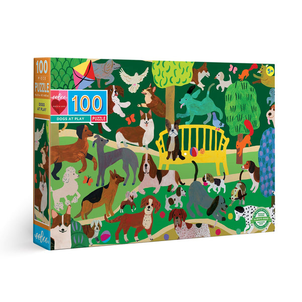 Elegance in entertainment, eeBoo’s Dogs at Play 100 Piece Puzzle, illustrated by Monika Forsberg