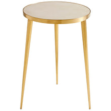 Load image into Gallery viewer, Dresden Side Table, Showcasing a round grey top on gold tripod legs, and two-tone design, this end table showcases modern-inspired style, with classic luxury.
