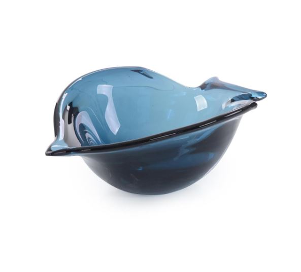 Handblown Sapphire Glass Bowl - 4.75x11x16.25