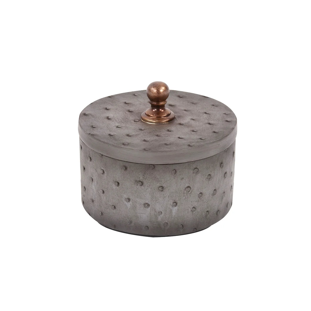 Round Faux Ostrich Box- SM